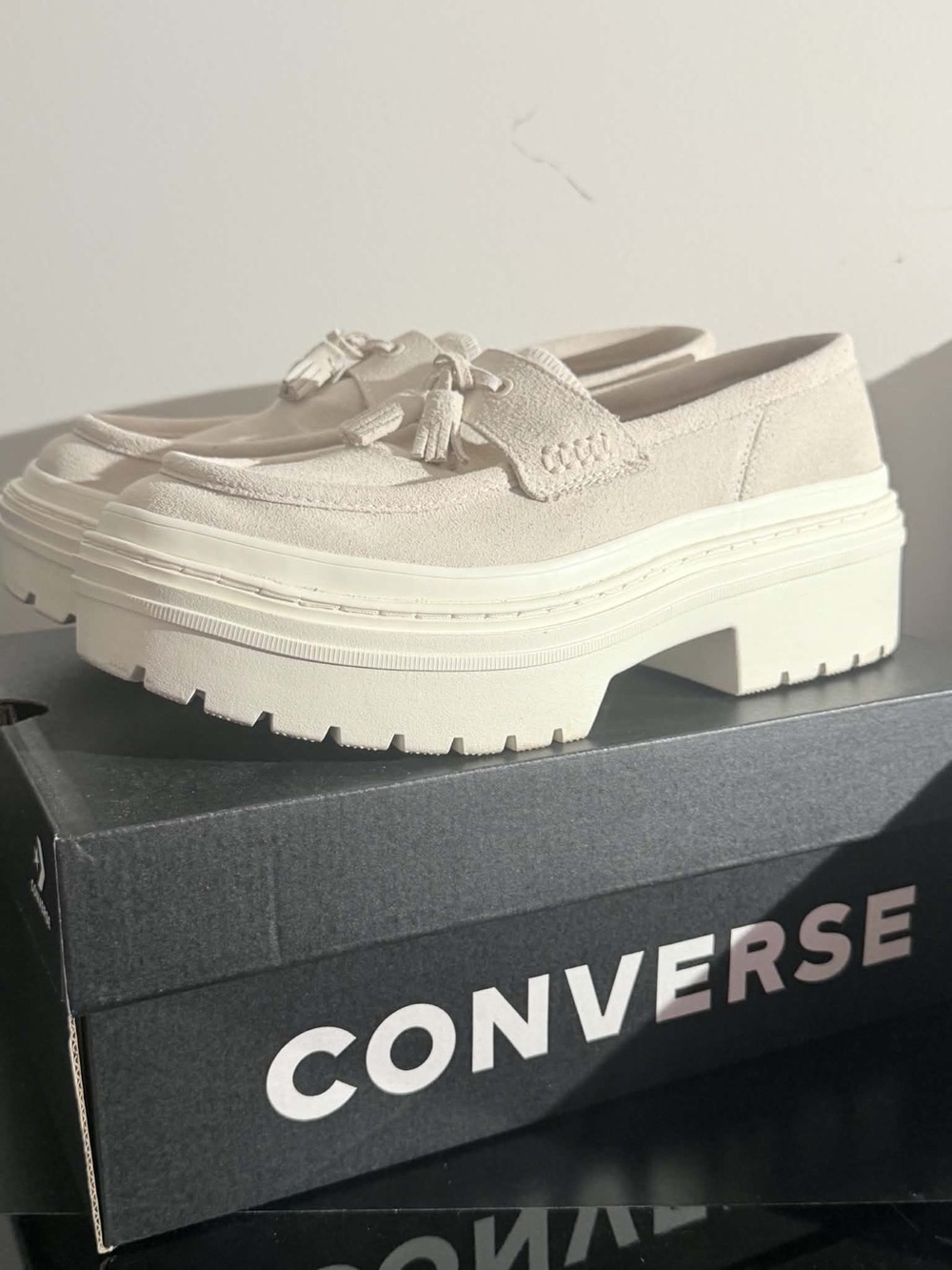 Converse Chuck Taylor All Star Lugged Heel Loafer Platform Suede – Light Dune/Eg